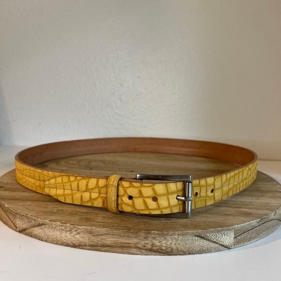 Martin Dingman Yellow Alligator Full Grain Leather USA Made Belt Size Large/XL - Picture 11 of 12